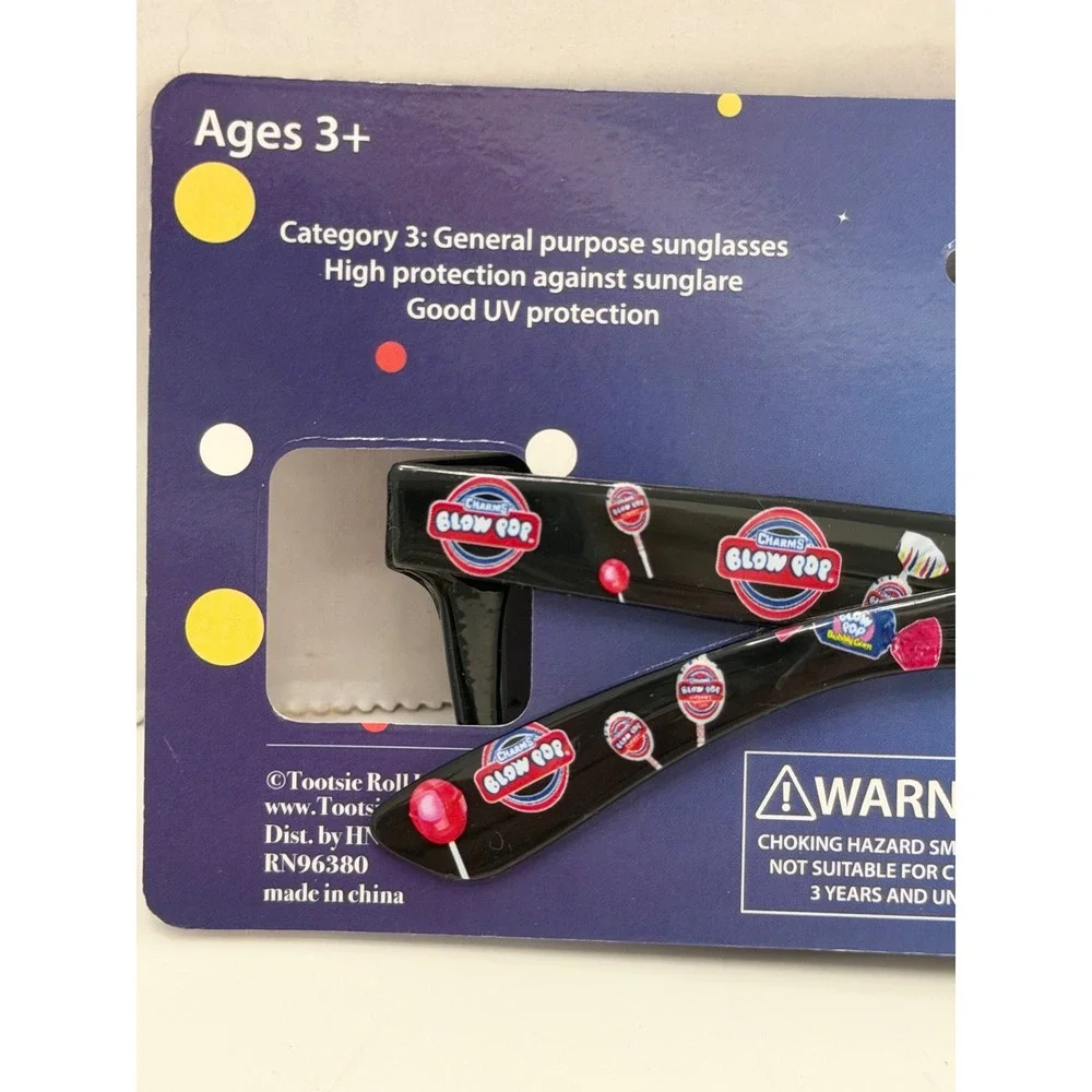 Charms Blow Pop Kids Sunglasses Black Novelty Candy Print‎ Ages 3+ UV Protection